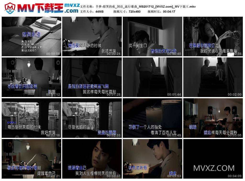 半梦-想哭的夜_国语_流行歌曲_MB201712